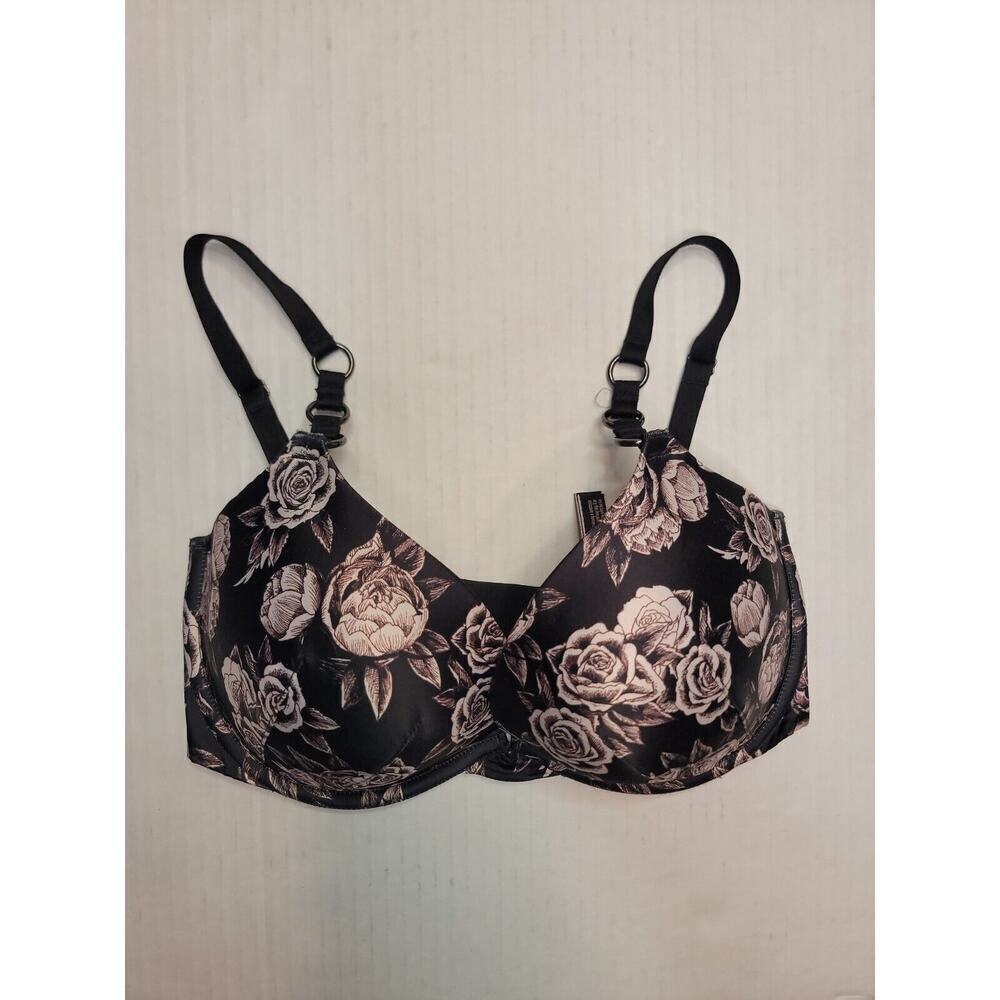 Victorias Secret Very Sexy Push Up Bra Sz 32DDD Dark Floral Mesh Sides
